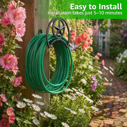 GOFORWILD Garden Hose Holder, Holds 125 ft 5/8-in Hose Wall Mount - size: wall mount