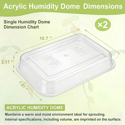 Acrylic Lids for Microgreens Growing Trays 2-Tier 10.4 Inch | Clear Replacement Covers for Seed Germination and Sprout Growing, Helps Retain Humidity; Trays Not Included - size: 10.7"L × 7.87"W × 2.17"H Lid