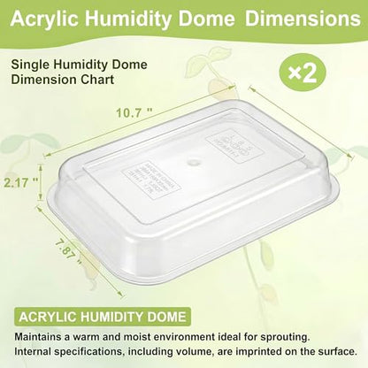 Acrylic Lids for Microgreens Growing Trays 2-Tier 10.4 Inch | Clear Replacement Covers for Seed Germination and Sprout Growing, Helps Retain Humidity; Trays Not Included - size: 10.7"L × 7.87"W × 2.17"H Lid