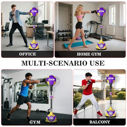 Punching Bag with Stand for Youth & Adults - Reflex Bag with Suction Cup，for Training Boxing Equipment &Fitness Set，Home Gym Equipment - color: Multicolour