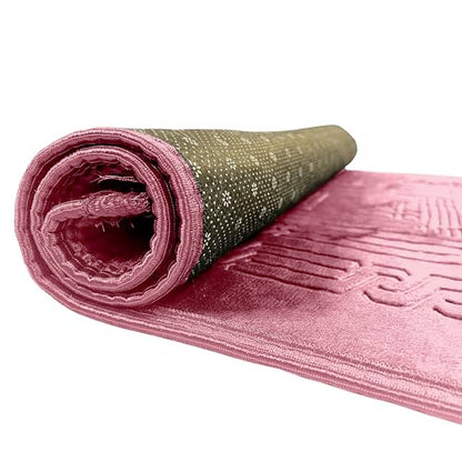 Empire Home Islamic Prayer Rug Oversized Soft Thick Plush Musalla Mat - for Men Women Childred - سجادة صلاة (Pink) - color: Pink