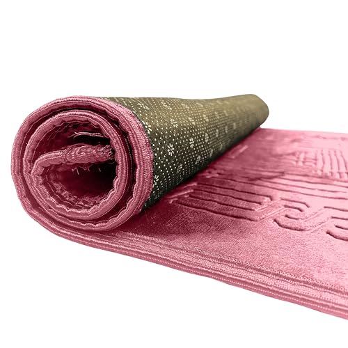 Empire Home Islamic Prayer Rug Oversized Soft Thick Plush Musalla Mat - for Men Women Childred - سجادة صلاة (Pink) - color: Pink