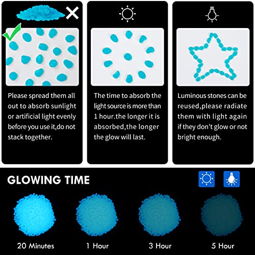 600PC Glow in The Dark Rocks Outdoor Decorative Stones Luminous Stones Garden Pebbles Glowing Rocks for Garden,Potted Plants,Patio,Lawn,Blue - size: 600, style: Blue