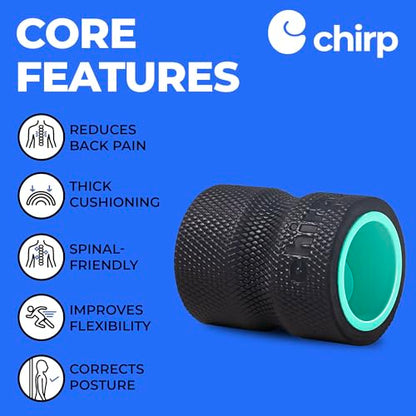 Chirp Wheel+ Foam Roller, Back & Neck Pain Relief, Mint 4-Inch | Focus Neck and Back Roller, Foam Roller for Tension Headaches, Trigger Point and Pressure Point Massage, 4 Inch - size: 4" - Focus