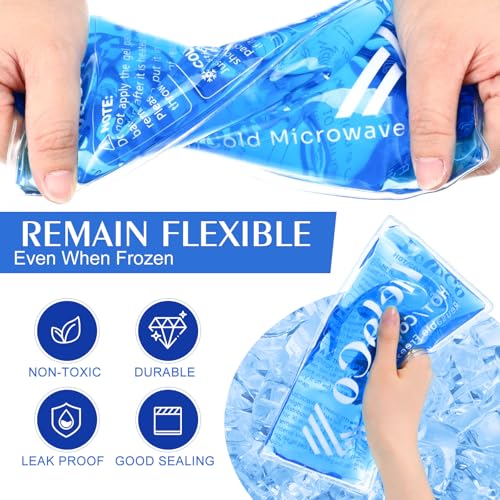 TrelaCo 10 Pcs Reusable Gel Ice Packs 9.4" x 4.7" Flexible Hot Cold Packs
