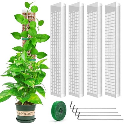 YSKS 4 Pcs 24-inch Plastic Moss Poles for Plants ，Moss Poles for Climbing Plants, Indoor Plant Support Work with Sphagnum muss