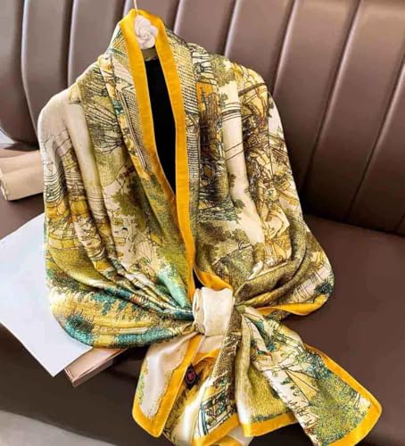 Xyueanlo Scarfs for Women Lightweight Scarves Fashion Print Floral Pattern Head Scarf Wraps Shawls - color: Yellow