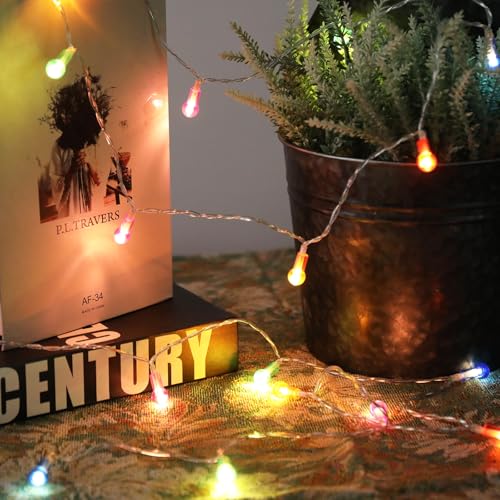 Vigdur Muiticolor Globe String Lights - 2 Packs 6Ft Decorative String Lights Battery Operated with 40 Mini Bead Bulbs, Indoor String Light for Outside Backyard Porch Balcony Party(Multicolor) - color: Multicolor