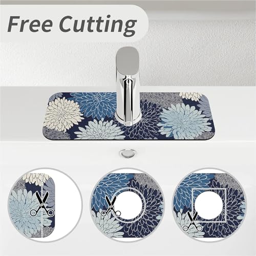 Kitchen Sink Splash Guard，Chrysanthemum flowers-1 Faucet Mat Sink Gadgets-Super Absorbent Fast Drying Mat Drip Catcher for Kitchen, Bathroom,Sink Mat, Dish Drying Mat, Bathroom(15" X 5.5" ) - color: Chrysanthemum flowers-1