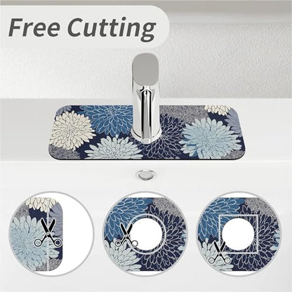 Kitchen Sink Splash Guard，Chrysanthemum flowers-1 Faucet Mat Sink Gadgets-Super Absorbent Fast Drying Mat Drip Catcher for Kitchen, Bathroom,Sink Mat, Dish Drying Mat, Bathroom(15" X 5.5" ) - color: Chrysanthemum flowers-1