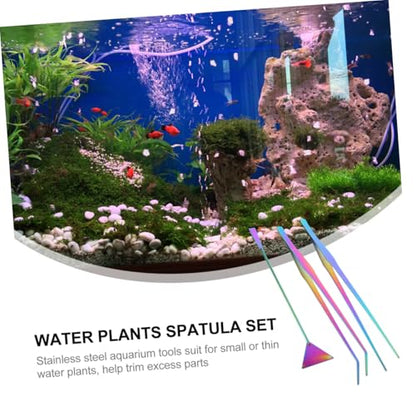 Abaodam 3pcs Water Plants Spatula Set Stainless Steel Aquarium Maintenance Tools Tweezers Spatula Kit for Fish Tank Cleaning Aquascaping Rustproof Easy to Use