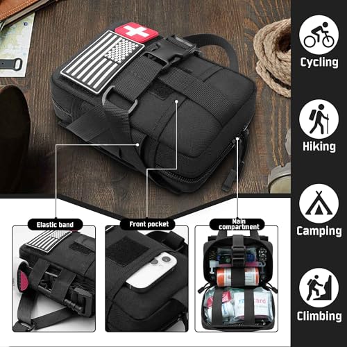 Upgrade Molle Rip Away Ifak Pouch, Tactical Small Belt First Aid Pouch Medical Utility EMT Pouch Only - color: Upgrade - Black