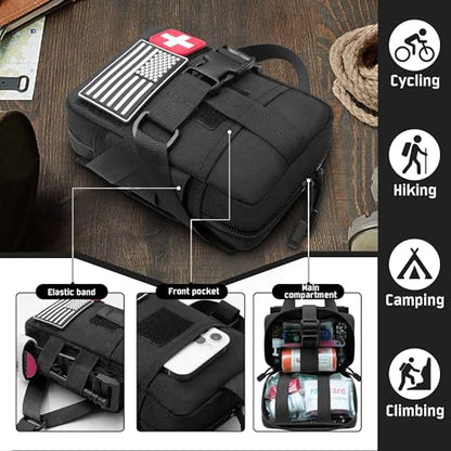 Upgrade Molle Rip Away Ifak Pouch, Tactical Small Belt First Aid Pouch Medical Utility EMT Pouch Only - color: Upgrade - Black