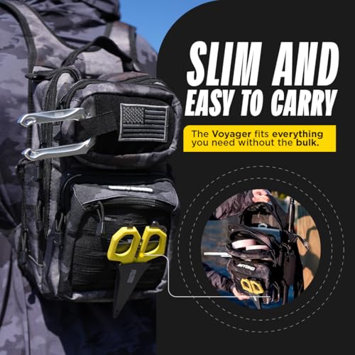 Beyond Fishing Tackle Backpack- The Voyager Tactical Fishing Storage Bag - Lightweight & Compact Bag For Fishing - color: Black Onyx