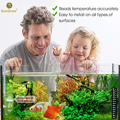 SunGrow Betta Fish Tank Thermometer Stick On, Aquarium Temperature Sticker Strip, 5.2 x 0.7 Inches, Green & Blue Temperature Indicator, Amphibian and Reptile Thermometer Sticker, Black, 1 Pc - size: 1 Pc Thermometers