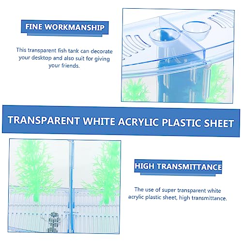 KOMBIUDA Acrylic Fish Tank Breeding Box for Small Fish with Transparent Dual Compartments Desktop Aquarium Nursery for Goldfish Shrimp and Fry Practical Accessory