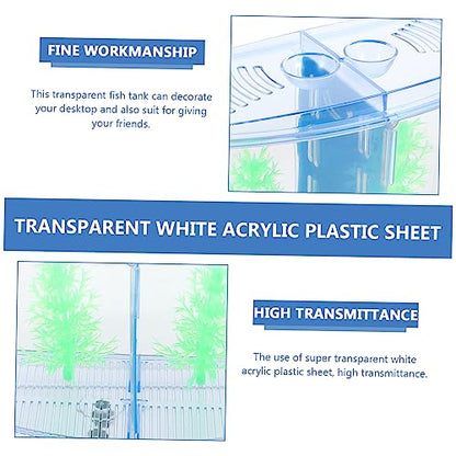 KOMBIUDA Acrylic Fish Tank Breeding Box for Small Fish with Transparent Dual Compartments Desktop Aquarium Nursery for Goldfish Shrimp and Fry Practical Accessory