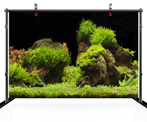 20x10ft Fish Tank Backdrop Aquarium Underwater Grass Leaves Aquatic Plant River Stone Bed Lake Background Diving Holiday Fishing Party Decoration Photo Props Wallpaper - size: 20x10FT