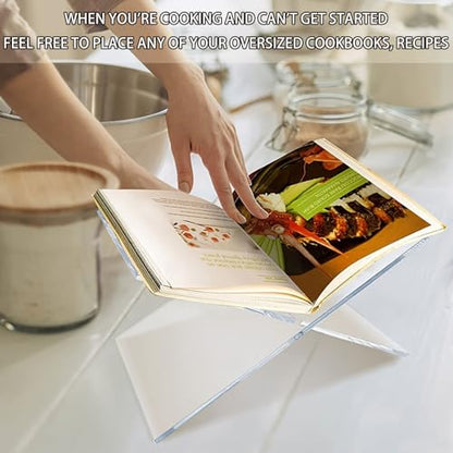 Acrylic Book Stand Large Open Display for Cookbook Art Bible Easel Magazine Textbooks Clear Stands Guest Coffee Table Reading Transparency Holder Kitchen Home Decor 7.5*4.5*4.5 inches (7.5*4*4) - size: 7.5*4*4