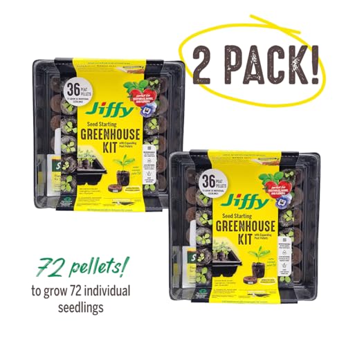 Jiffy Plant Germination Kit - Seedling Starter Trays with Seeds - 36 Cell 2 Pack - Plastic - style: 2 Greenhouse Kit and Cold Hardy Lettuce