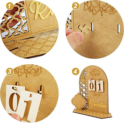 Ramadan Calendar, DIY Eid Mubarak Decorations, Ramadan Gifts, Ramadan Advent Calendar 2023 Decoration, Wooden Ramadan Countdown Calendar