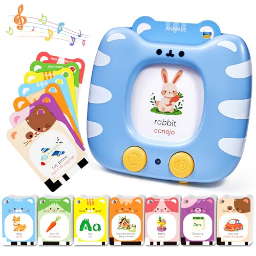 JoyCat Spanish & English Bilingual Talking Flash Cards for Toddlers 1-5 - style: 454 Words Bilingual-Blue
