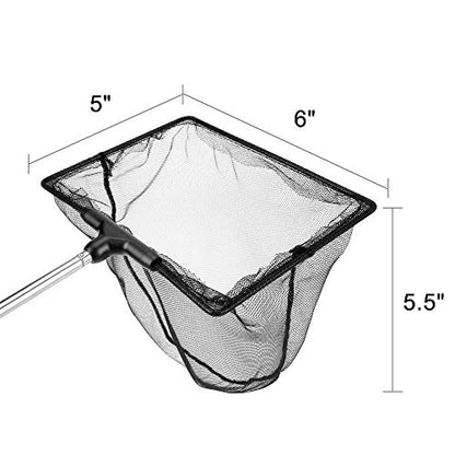 Aquarium Telescopic Fish Net with Extendable Handle Soft Mesh - size: 6 inch