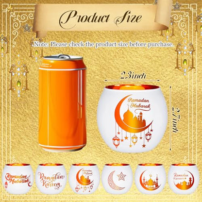 FoldTier 6 Pcs Ramadan Table Decor Ramadan Mubarak Candle Holders Glass Eid Mosque Decoration Votive Tealight Candle Holders for Muslim Gift Tabletop Centerpieces Islamic Party Home Decoration - style: Eid