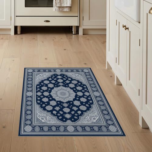 3'x5' Blue Midnight Islamic Prayer Design Washable Accent Rug - color: Blue/Pattern 18, size: 3' x 5' (Rectangular)