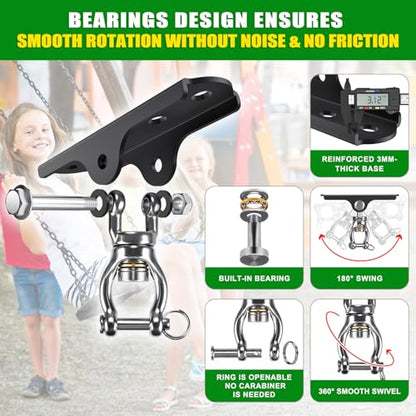 BeneLabel 360° Swivel Ceiling Swing Hanger with Bearing Ceiling Swing Mount Stainless Steel Hanging Chair Mount Swings Hardware for Hammock Chairs, Porch Swings, Aerial Silks, Gymnast Ring, Heavy Bag - color: 360° Bearing Swivel Hanger ( 1 Pack ) - Black