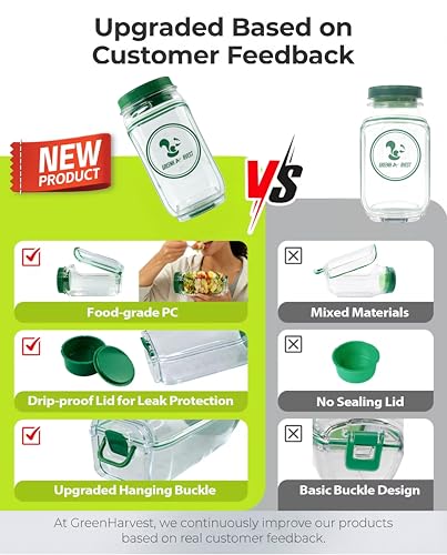 The Original Salad Pod Set-Portable Leakproof Salad Pod Mason Jar Side Open With Dressing Cup-Salad Jar with Side Opening Lid, Salad Prep Reusable Container For Fresh Meals OnTheGo