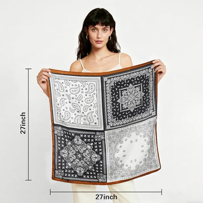 27" Head Scarf Like Satin Silk for Women,Hair Scarves Bandana,Headband Silk Feeling for Hair Wrap - color: Black Gold