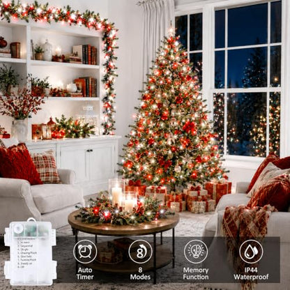 2 Pack 200 LED Battery Operated String Lights, Fairy Lights Red & White - color: Red and White, size: 2PK(100LED)