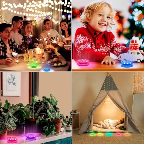 LOFTEK Pool Lights, Submersible LED Lights with Magnets &10 Suction Cups | Battery Operated,13 LED,16 Color Changing, 4 timer, IP68 waterproof, Dimmable for Inground Above Ground Underwater Pool,Ponds - size: 4 Pack-Battery Operated