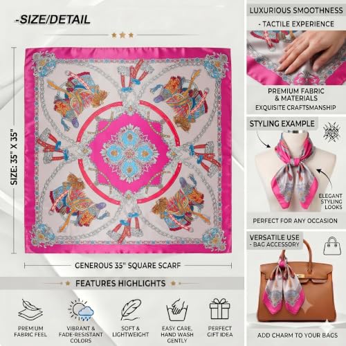 YOUR SMILE Silk Like Scarf Women's Fashion Pattern Large Square Satin Headscarf Headdress - color: 103
