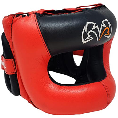 RIVAL Boxing RHGFS3 Face-Saver Sparring Headgear - Wide Eye Opening, Premium Leather, and Thermoplastic Inner Frame - color: Red, size: Small-Medium