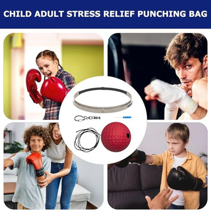 Boxing Ball with Headband - Wearable Punching Speed,Silicone Headband Boxing Trainer Ball,for Living Room Bedroom Dormitory Gym Men Women Beginners Teens - color: red hard ball