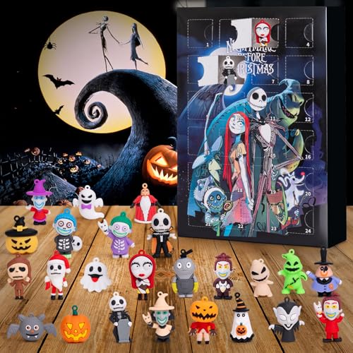 Nightmare Be Christmas Advent Calendar,Halloween Advent Calendar 2026,with 24 Collectible Ornament for Kids Adult Boys Girl,Halloween Countdown Calendar,Halloween Gifts - color: blue