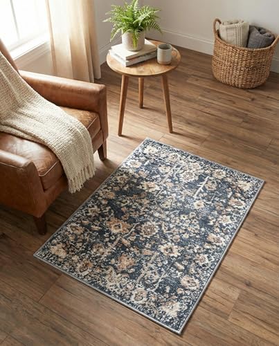 Rugs.com Oregon Collection Rug – 2' 2 x 3' Blue Low-Pile Rug Perfect for Living Rooms, Large Dining Rooms, Open Floorplans - color: Blue 3, size: 2'2" x 3' (Rectangular)
