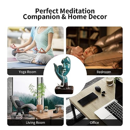 YYW Waterfall Incense Burner Backflow Incense Holder Fountain with 20 Incense Cones and 30 Incense Sticks Contemplate Half Face Incense Holder Aromatherapy Ornament Thinking Statue Yoga Room Decor