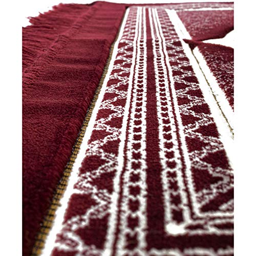 Modefa Turkish Islamic Prayer Rug - Soft Velvet Janamaz Praying Carpet - Comfortable Muslim Praying Mat for Men & Women - Ramadan or Eid Gift - with Kufi Prayer Cap - Elegant Swirl (Red) - color: Red