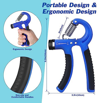 AIXPI Grip Strength Trainer, Hand Grip Exerciser Strengthener with Adjustable Resistance 11-132 Lbs (5-60kg), Forearm Strengthener, Hand Exerciser for Muscle Building and Injury Recover 1 PACK - color: Blue