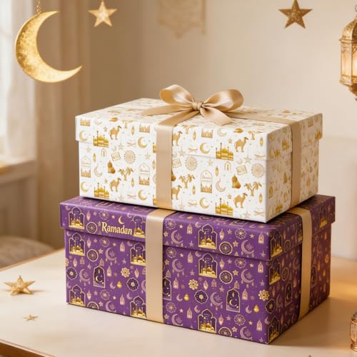 Keluna Ramadan Eid Gift Wrapping Paper - 12 Pcs Wrapping Paper for Ramadan Night Eid Al Fitr Charity Gifting Holy Month Rituals Islamic Festive - color: Ramadan
