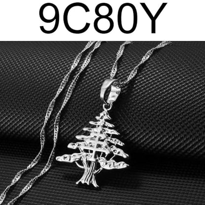 Liban Pendants Necklaces Lebanese Cedar Jewelry Lebanon Map Eastern Rite Church Maronite Cross Allah Symbol - color: Silver Color 3
