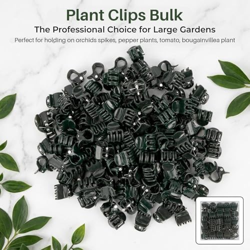RAINFLOW 200 PCS Plant Clips - Orchid Clips for Vines, Stakes and Trellises | Small Plant Support Clips for Orchids, Climbing Vines, Flower Stems, Indoor Plants, Stakes and Trellises