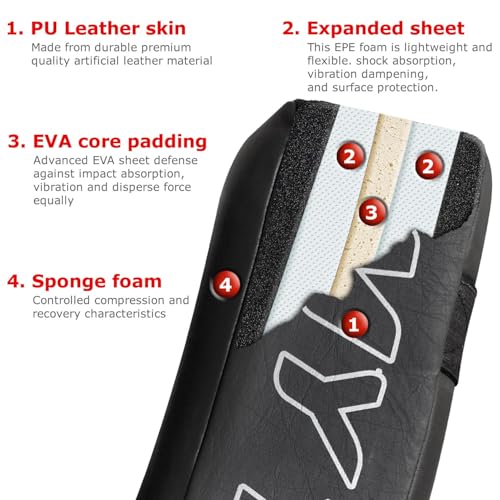 Mytra Fusion Kick Shield Curved MMA Strike Shield Muay Thai Training Strike pad Kicking Striking Shield Focus for Kickboxing Taekwondo & Martial Arts x 1 Single Unit