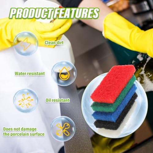 5 Pack Electric Cleaning Brush Pad Kitchen Bathroom Household Cleaning Pad Swimming Pool wall Cleaning Brush Heavy Duty Griddle Scrubber Scouring Pad and 1 Pack Handle kit(Multicolor) - color: Mix Color