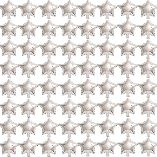 50 Pieces Silver Star Balloons - 5" Small Silver Foil Star Mylar Balloons for Party Decorations - color: Silver Moon 5 Inch