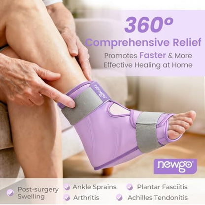 NEWGO Ice Pack Foot Ankle Ice Pack Wrap for Plantar Fasciitis, Foot Surgery Recovery, Hot Cold Therapy Ice Boot Foot for Bunions, Ankle Injury, Swelling, Burning Feet - Purple - color: Purple