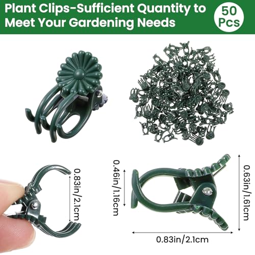 50pcs Plant Clips Orchid Clips Plant Orchid Support Clip Garden Clip for Climbing Flower and Vine Helps Growth for Indoor Outdoor Flowers Rose Amaryllis Grape and Vine Vegetables Dark Green